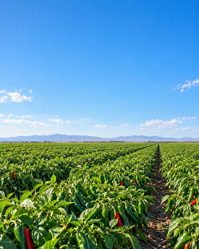 Mexican pepper fields under open sky